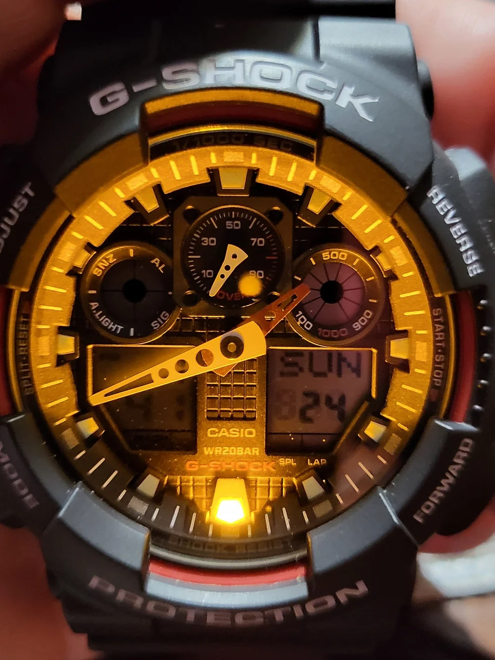 CASIO G-SHOCK GA-100 Black and Red Sport Watch